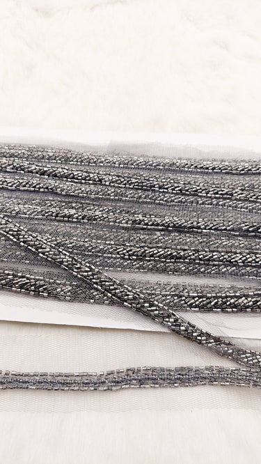 Net Lace In Beaded Embroidery, Hand Embroidered Bead Lace, Beaded Wedding Lace